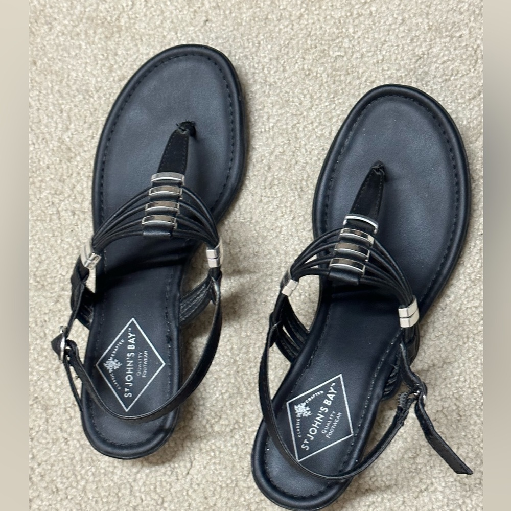 Black St John’s Bay sandals. Size 8